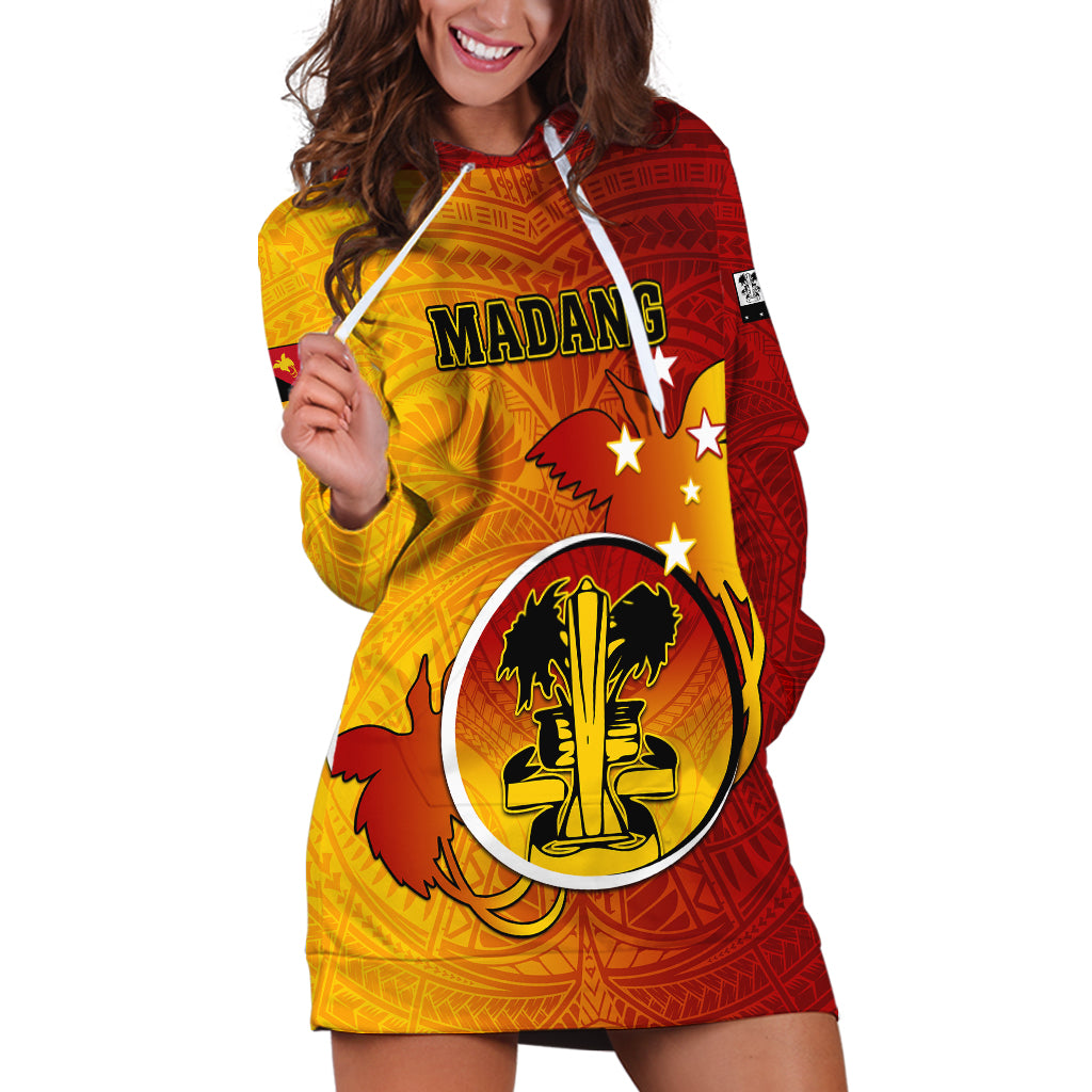 Personalized Papua New Guinea Madang Province Hoodie Dress Mix Coat Of Arms Polynesian Pattern LT05 Yellow - Polynesian Pride