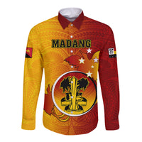 Personalized Papua New Guinea Madang Province Long Sleeve Button Shirt Mix Coat Of Arms Polynesian Pattern LT05 Unisex Yellow - Polynesian Pride