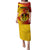 Personalized Papua New Guinea Madang Province Puletasi Mix Coat Of Arms Polynesian Pattern LT05 Long Dress Yellow - Polynesian Pride