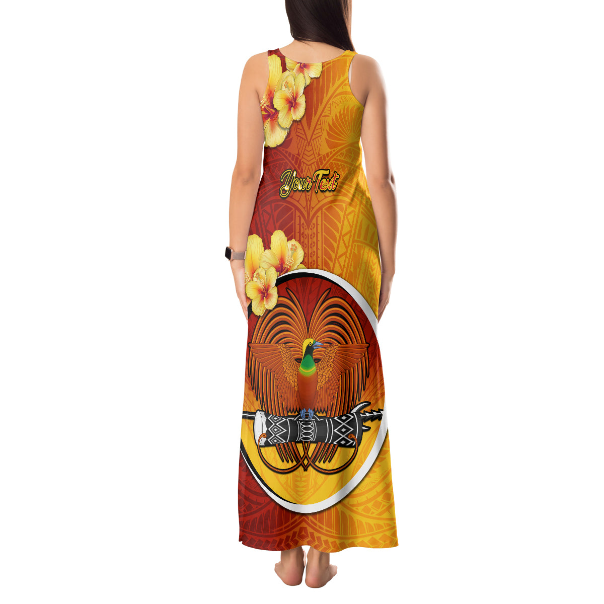 Personalized Papua New Guinea Madang Province Tank Maxi Dress Mix Coat Of Arms Polynesian Pattern LT05 - Polynesian Pride