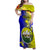 Papua New Guinea Morobe Province Family Matching Off Shoulder Maxi Dress and Hawaiian Shirt Mix Coat Of Arms Polynesian Pattern LT05 Mom's Dress Yellow - Polynesian Pride