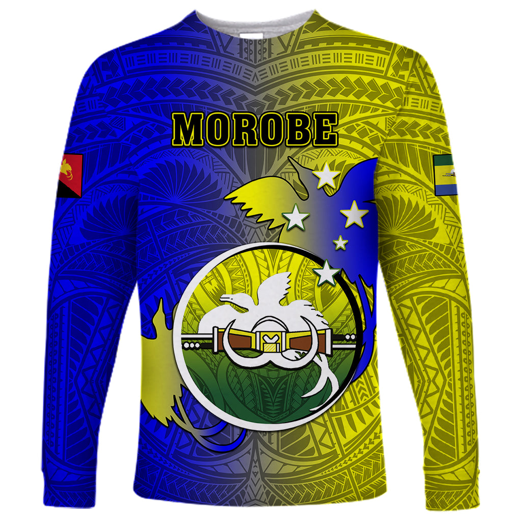 Papua New Guinea Morobe Province Long Sleeve Shirt Mix Coat Of Arms Polynesian Pattern LT05 Unisex Yellow - Polynesian Pride