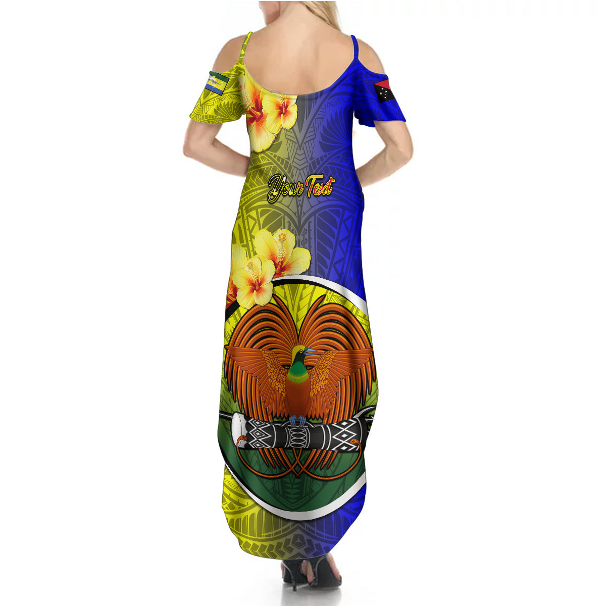 Personalized Papua New Guinea Morobe Province Summer Maxi Dress Mix Coat Of Arms Polynesian Pattern LT05 - Polynesian Pride