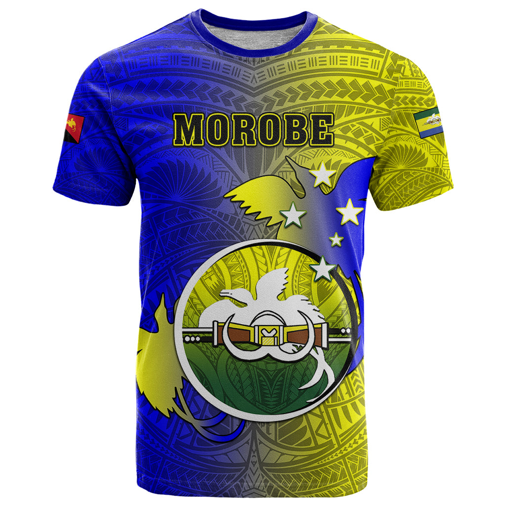 Personalized Papua New Guinea Morobe Province T Shirt Mix Coat Of Arms Polynesian Pattern LT05 Yellow - Polynesian Pride