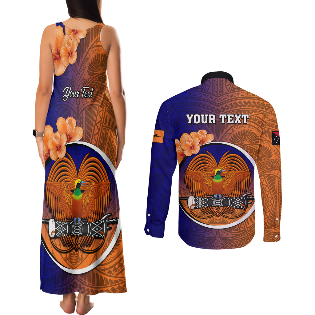 Personalized Papua New Guinea New Ireland Province Couples Matching Tank Maxi Dress and Long Sleeve Button Shirts Mix Coat Of Arms Polynesian Pattern LT05 - Polynesian Pride