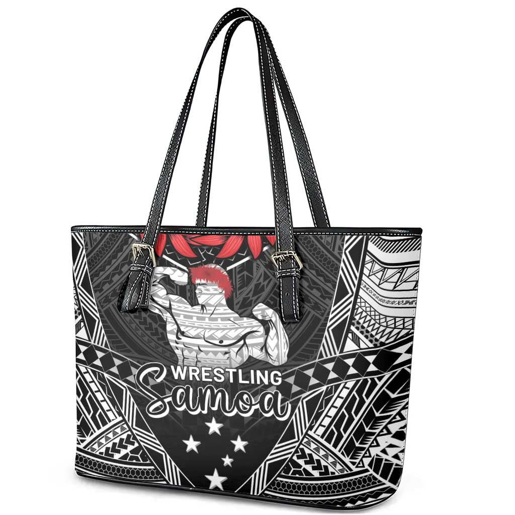 Samoa Wrestling Leather Tote Bag Samoan Wrestler Ulafala Style