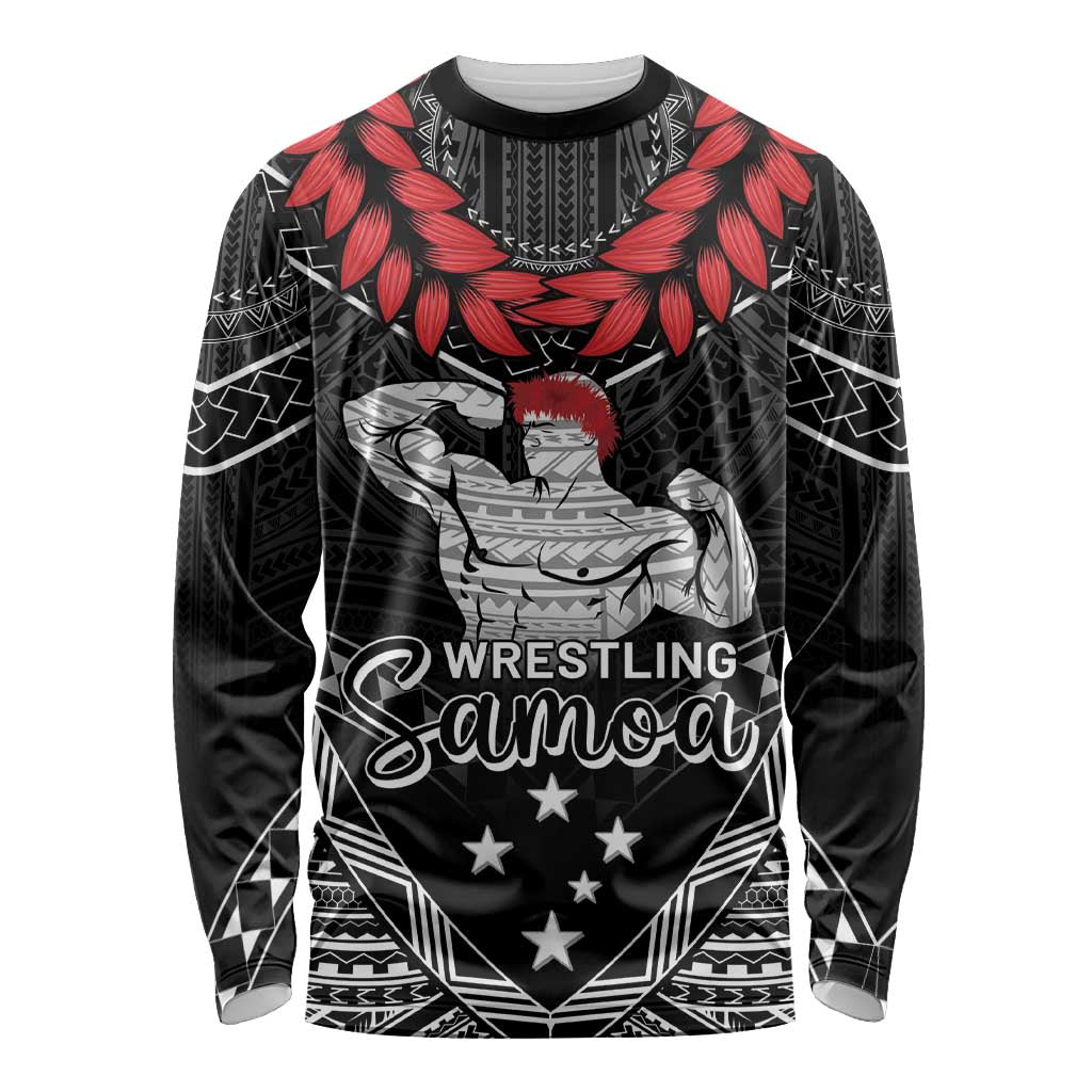 Custom Samoa Wrestling Long Sleeve Shirt Samoan Wrestler Ulafala Style