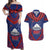 Personalised FAST Party Samoa Couples Matching Off Shoulder Maxi Dress and Hawaiian Shirt Samoan Coat Of Arms Ulafala Style