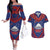 Personalised FAST Party Samoa Couples Matching Off The Shoulder Long Sleeve Dress and Hawaiian Shirt Samoan Coat Of Arms Ulafala Style