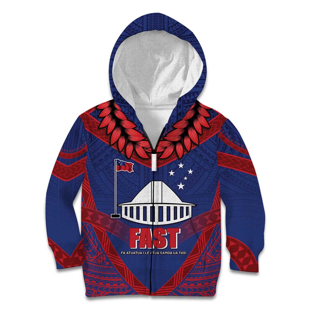 Personalised FAST Party Samoa Kid Hoodie Samoan Coat Of Arms Ulafala Style
