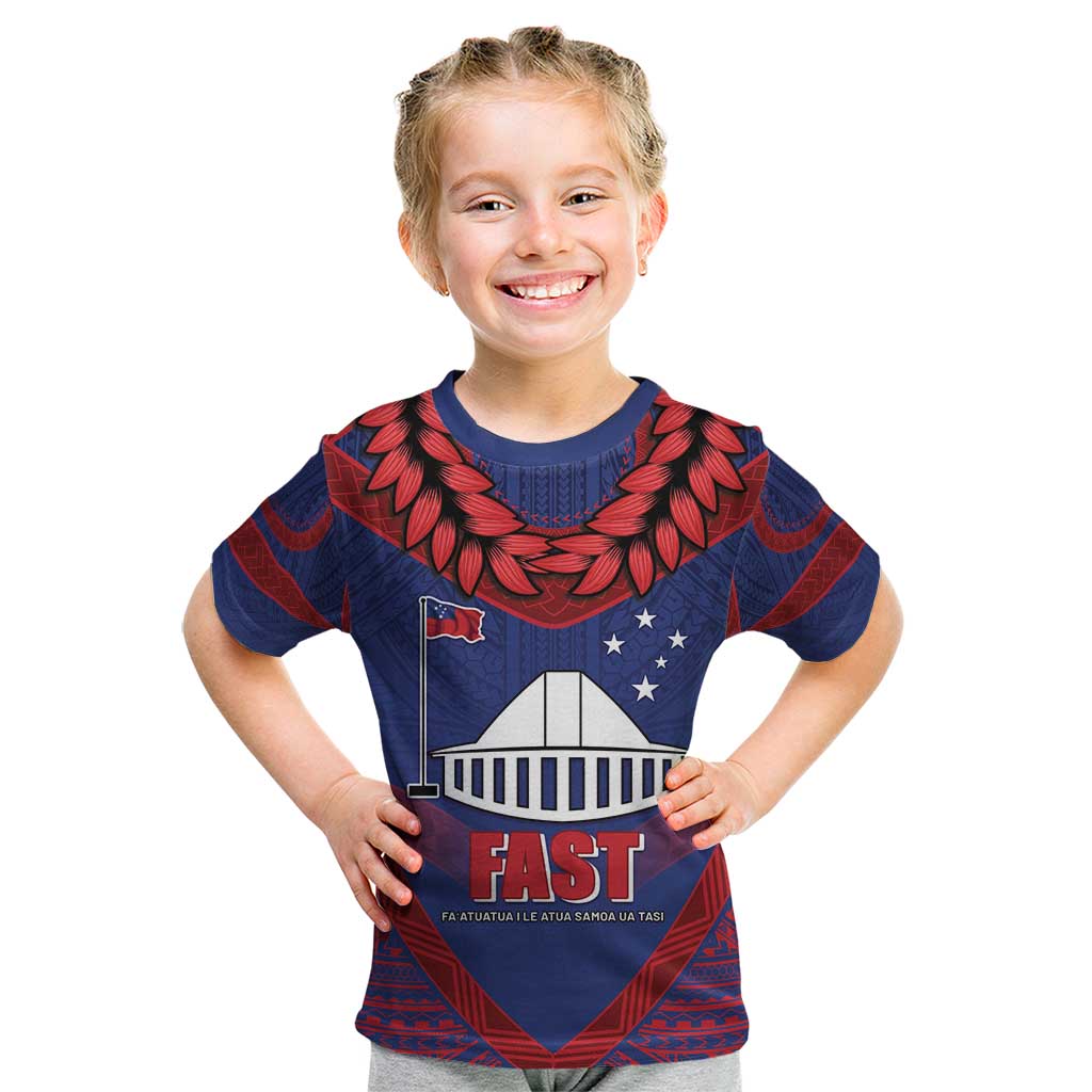 Personalised FAST Party Samoa Kid T Shirt Samoan Coat Of Arms Ulafala Style