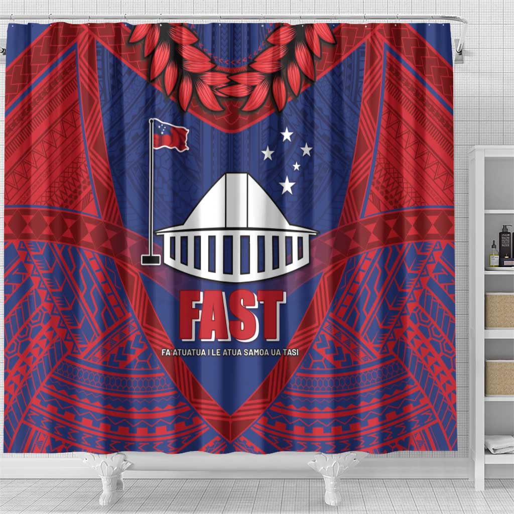 FAST Party Samoa Shower Curtain Samoan Coat Of Arms Ulafala Style