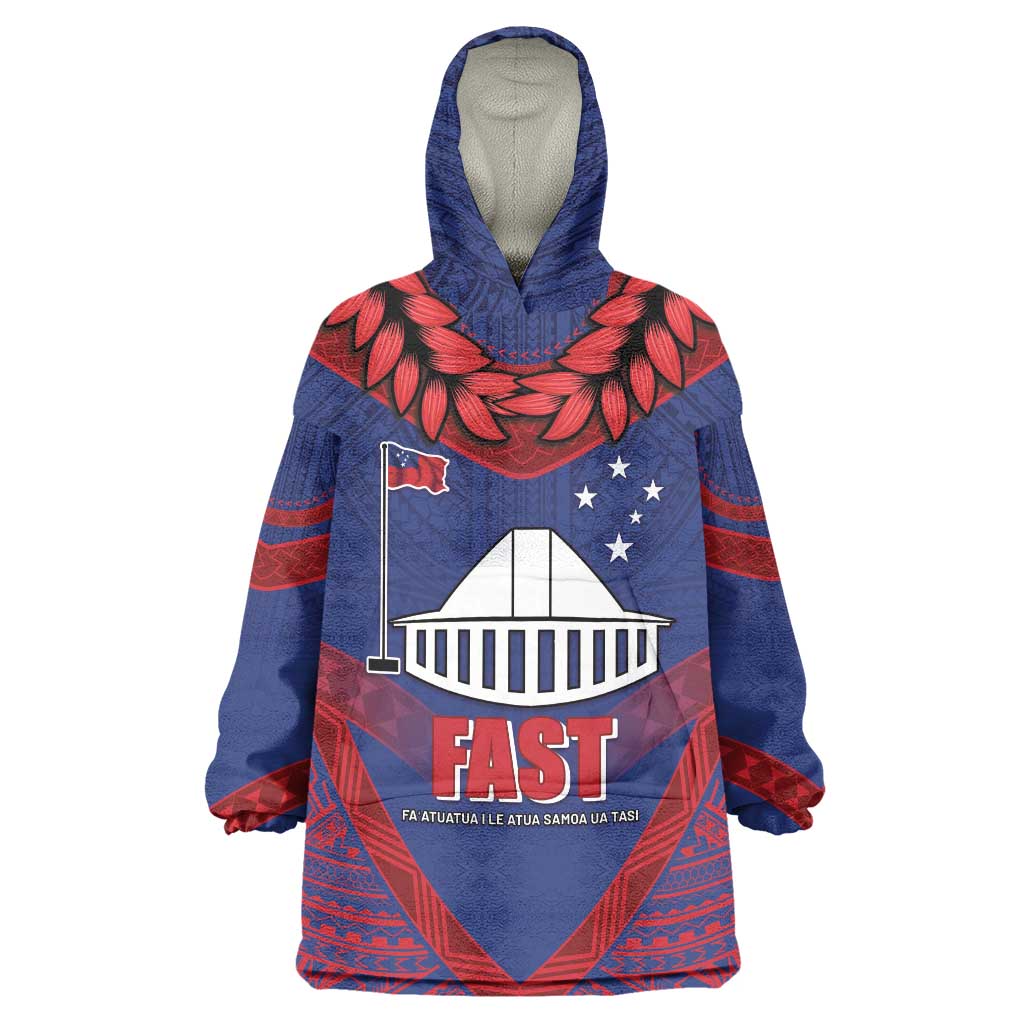 Personalised FAST Party Samoa Wearable Blanket Hoodie Samoan Coat Of Arms Ulafala Style