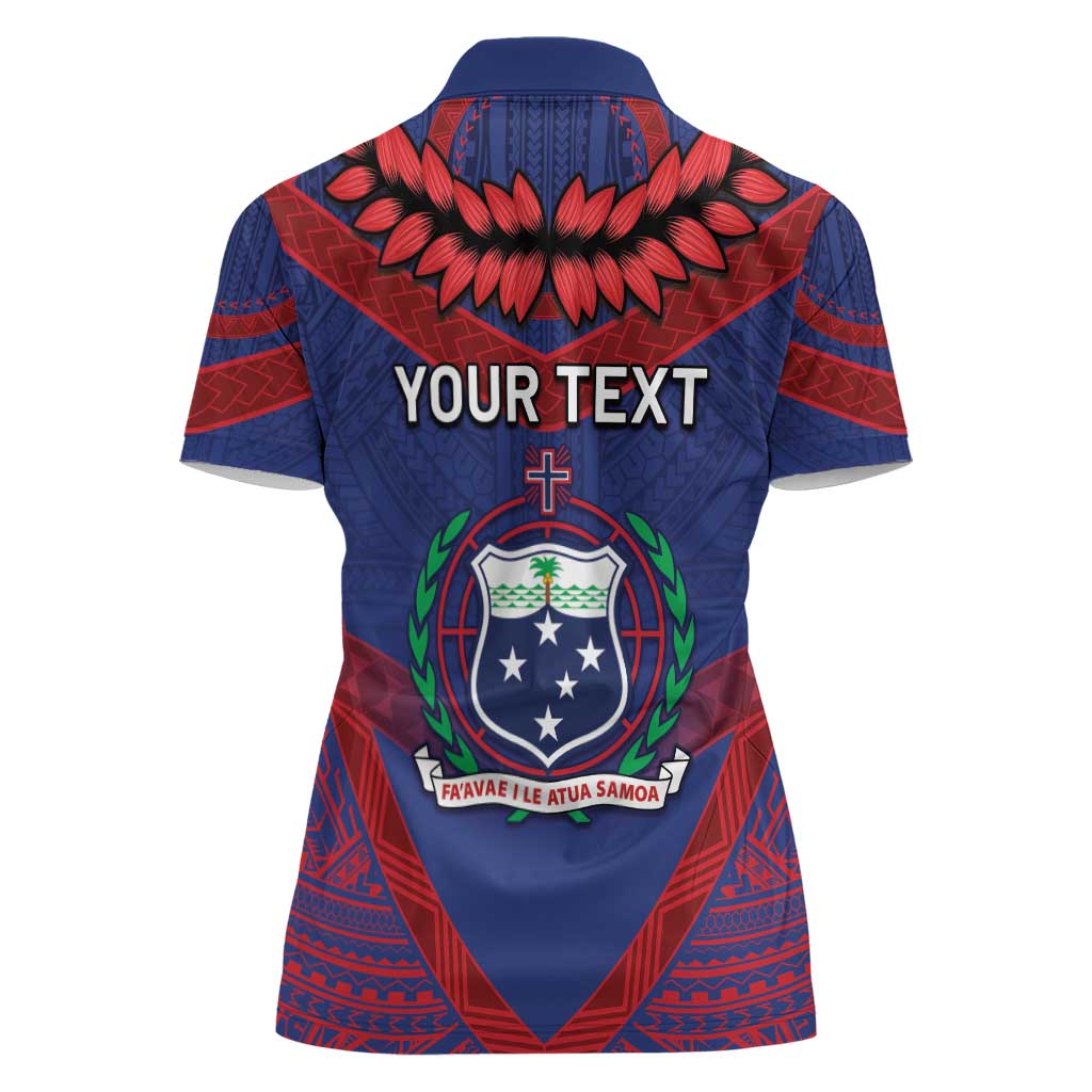 Personalised FAST Party Samoa Women Polo Shirt Samoan Coat Of Arms Ulafala Style