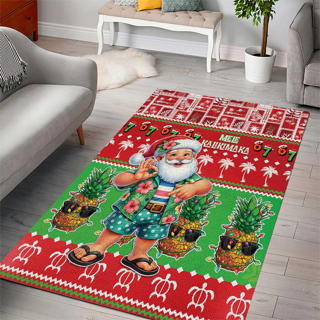 Mele Kalikimaka Hawaii Christmas Area Rug Funny Santa 67 Gen Alpha Slang - Polynesian Pride