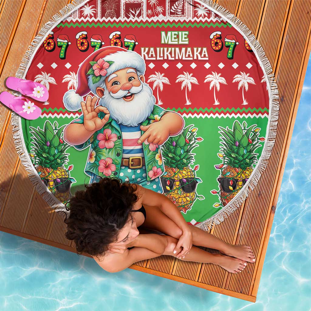 Mele Kalikimaka Hawaii Christmas Beach Blanket Funny Santa 67 Gen Alpha Slang - Polynesian Pride