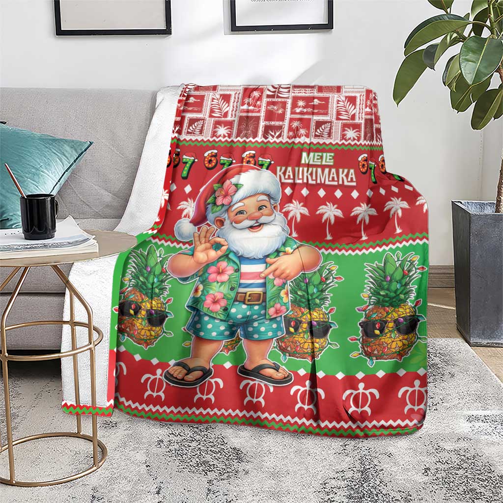 Mele Kalikimaka Hawaii Christmas Blanket Funny Santa 67 Gen Alpha Slang - Polynesian Pride