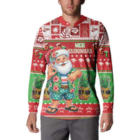 Mele Kalikimaka Hawaii Christmas Button Sweatshirt Funny Santa 67 Gen Alpha Slang - Polynesian Pride
