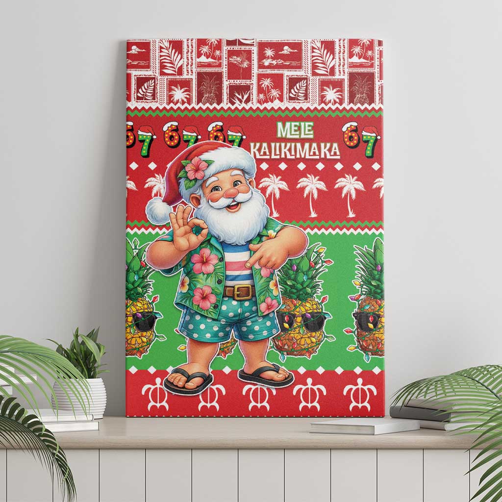 Mele Kalikimaka Hawaii Christmas Canvas Wall Art Funny Santa 67 Gen Alpha Slang - Polynesian Pride