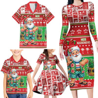 Mele Kalikimaka Hawaii Christmas Family Matching Long Sleeve Bodycon Dress and Hawaiian Shirt Funny Santa 67 Gen Alpha Slang - Polynesian Pride