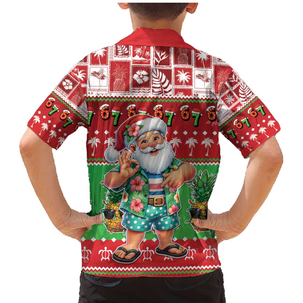 Mele Kalikimaka Hawaii Christmas Family Matching Mermaid Dress and Hawaiian Shirt Funny Santa 67 Gen Alpha Slang - Polynesian Pride