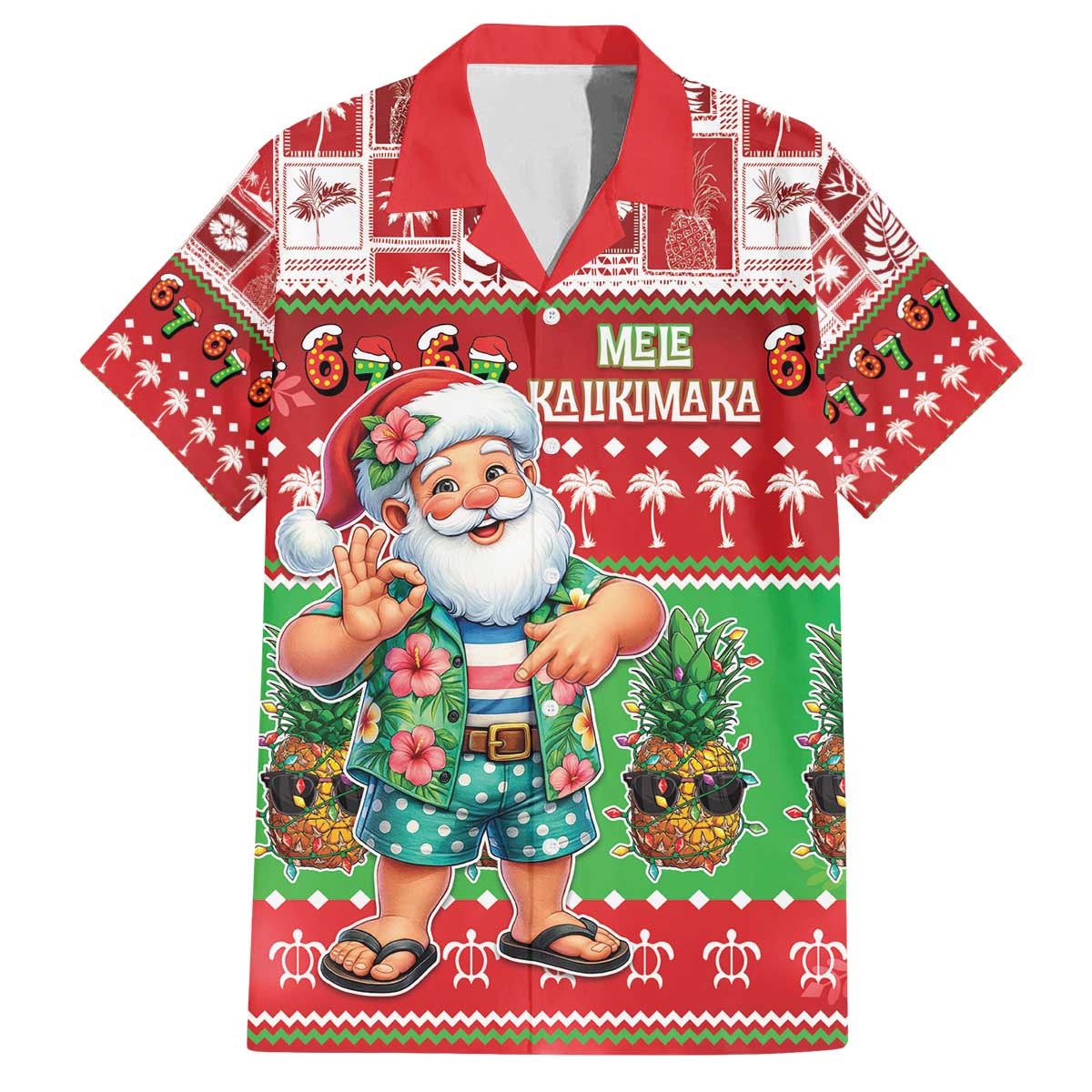 Mele Kalikimaka Hawaii Christmas Family Matching Off The Shoulder Long Sleeve Dress and Hawaiian Shirt Funny Santa 67 Gen Alpha Slang - Polynesian Pride