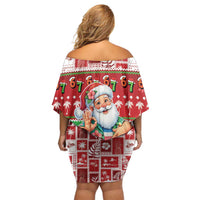 Mele Kalikimaka Hawaii Christmas Family Matching Off Shoulder Short Dress and Hawaiian Shirt Funny Santa 67 Gen Alpha Slang - Polynesian Pride