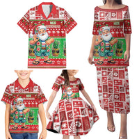 Mele Kalikimaka Hawaii Christmas Family Matching Puletasi and Hawaiian Shirt Funny Santa 67 Gen Alpha Slang - Polynesian Pride