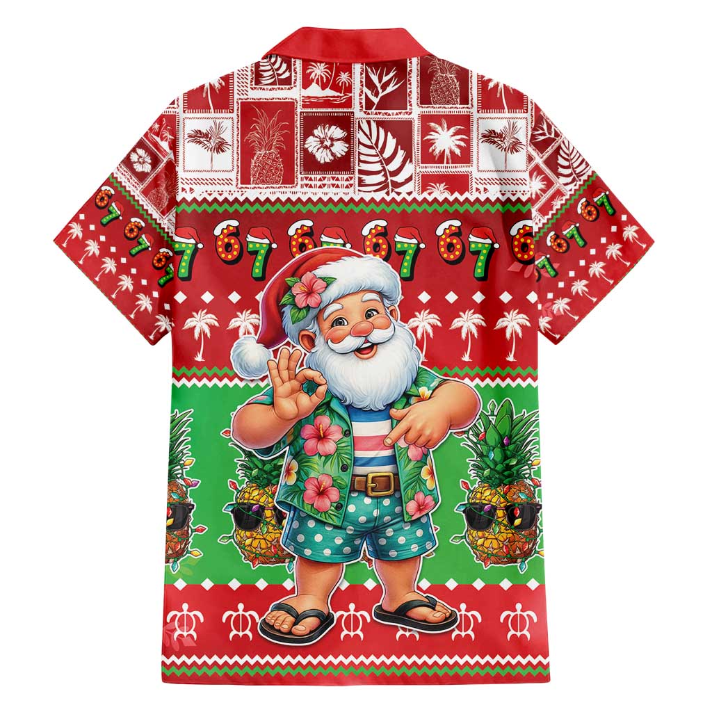Mele Kalikimaka Hawaii Christmas Family Matching Summer Maxi Dress and Hawaiian Shirt Funny Santa 67 Gen Alpha Slang - Polynesian Pride