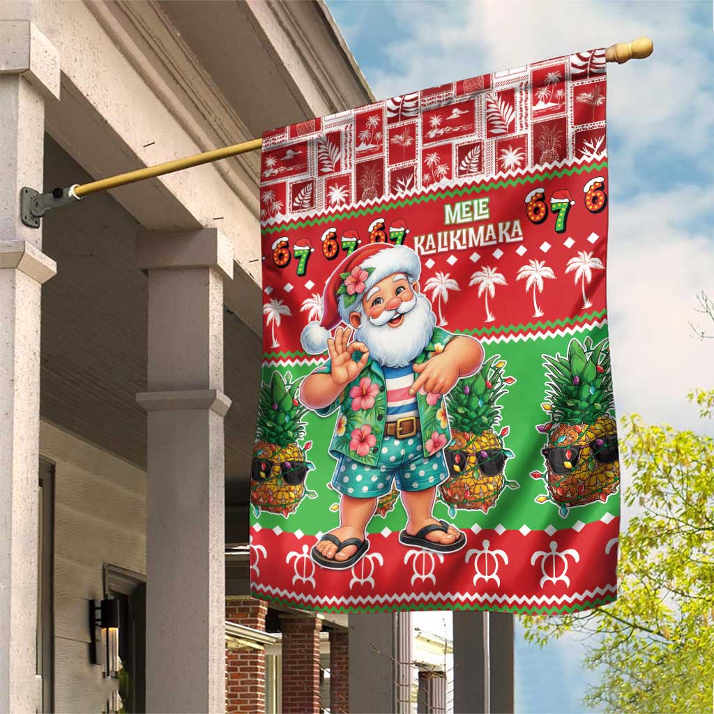 Mele Kalikimaka Hawaii Christmas Garden Flag Funny Santa 67 Gen Alpha Slang - Polynesian Pride