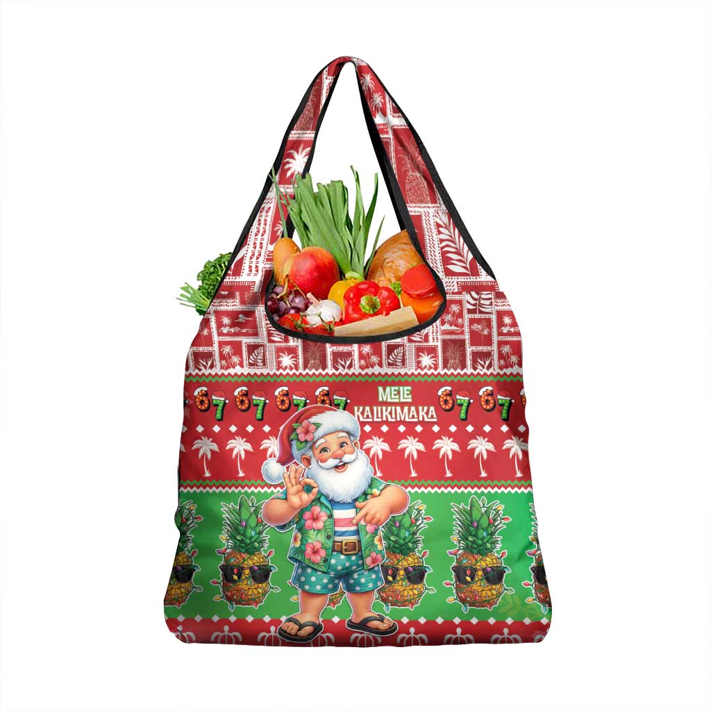 Mele Kalikimaka Hawaii Christmas Grocery Bag Funny Santa 67 Gen Alpha Slang - Polynesian Pride