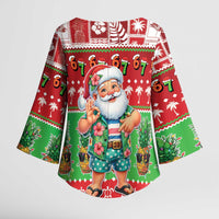 Mele Kalikimaka Hawaii Christmas Kimono Sleeve Blouse Funny Santa 67 Gen Alpha Slang - Polynesian Pride