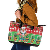 Mele Kalikimaka Hawaii Christmas Leather Tote Bag Funny Santa 67 Gen Alpha Slang LT05 Red - Polynesian Pride