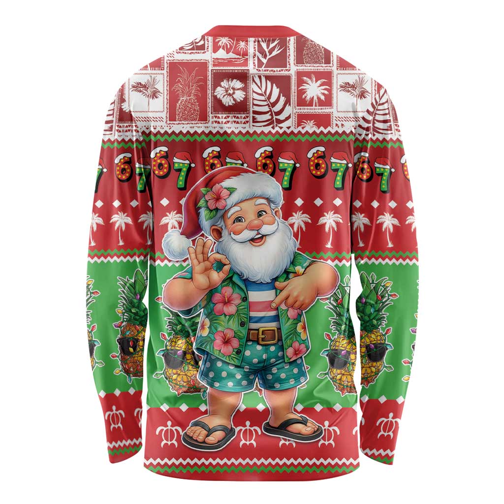 Mele Kalikimaka Hawaii Christmas Long Sleeve Shirt Funny Santa 67 Gen Alpha Slang - Polynesian Pride