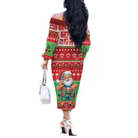 Mele Kalikimaka Hawaii Christmas Off The Shoulder Long Sleeve Dress Funny Santa 67 Gen Alpha Slang - Polynesian Pride
