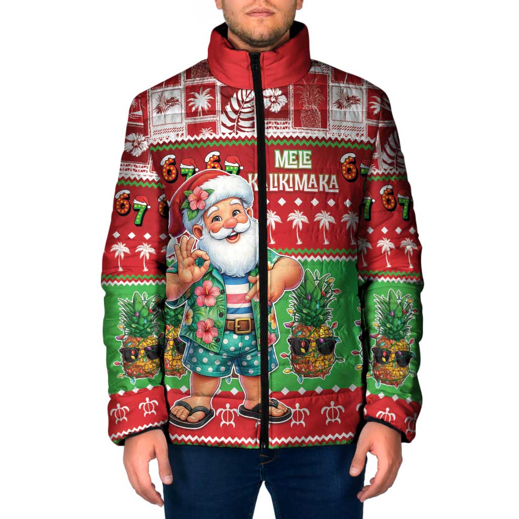 Mele Kalikimaka Hawaii Christmas Padded Jacket Funny Santa 67 Gen Alpha Slang - Polynesian Pride