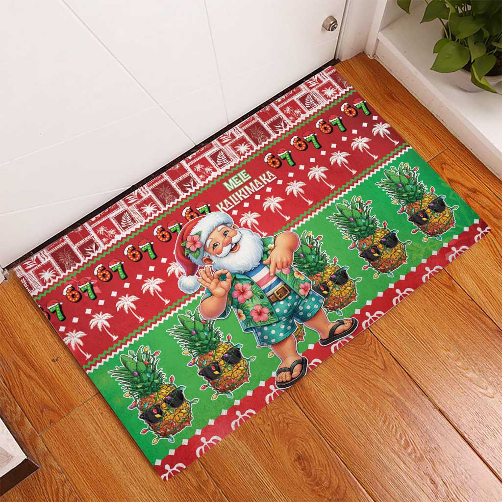 Mele Kalikimaka Hawaii Christmas Rubber Doormat Funny Santa 67 Gen Alpha Slang - Polynesian Pride