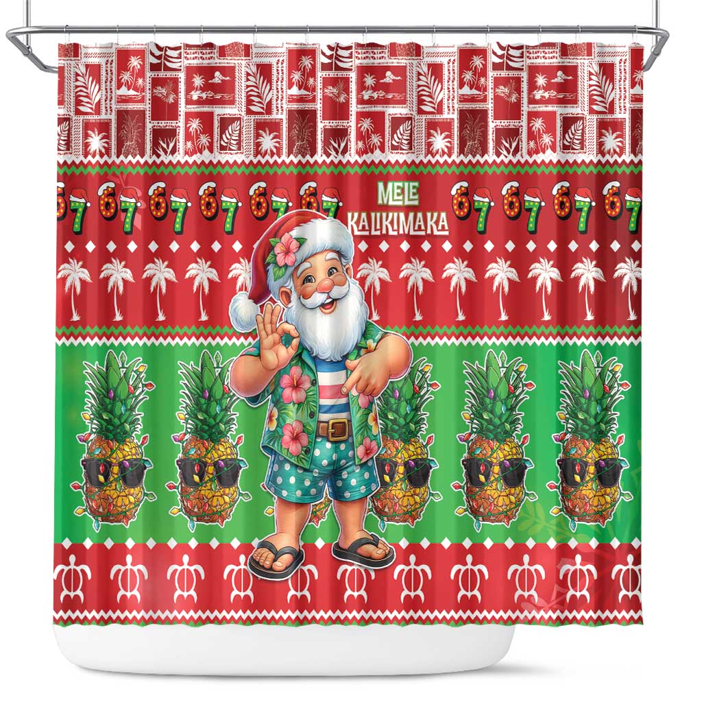 Mele Kalikimaka Hawaii Christmas Shower Curtain Funny Santa 67 Gen Alpha Slang - Polynesian Pride