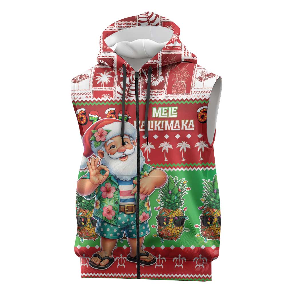 Mele Kalikimaka Hawaii Christmas Sleeveless Zip Hoodie Funny Santa 67 Gen Alpha Slang - Polynesian Pride