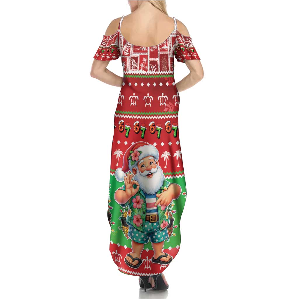 Mele Kalikimaka Hawaii Christmas Summer Maxi Dress Funny Santa 67 Gen Alpha Slang - Polynesian Pride