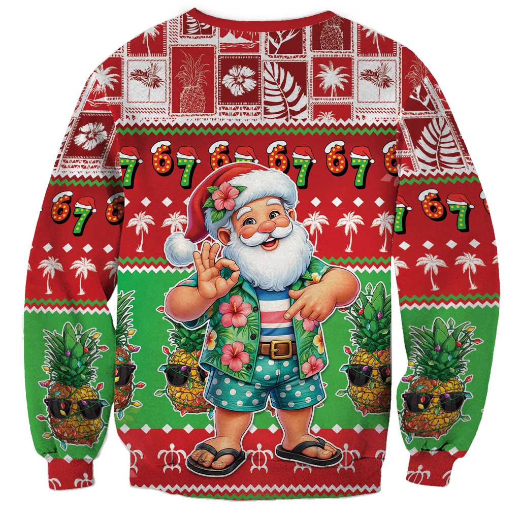 Mele Kalikimaka Hawaii Christmas Sweatshirt Funny Santa 67 Gen Alpha Slang - Polynesian Pride