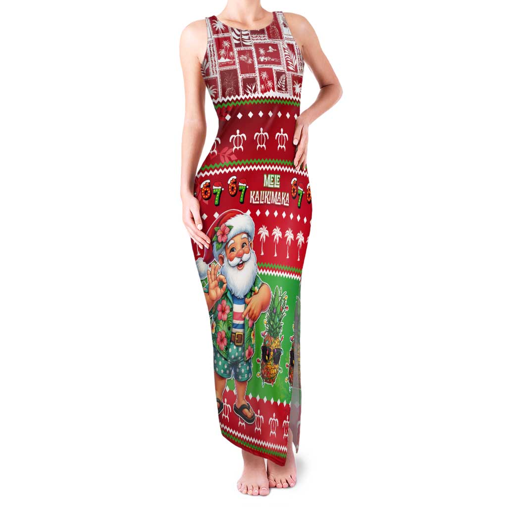 Mele Kalikimaka Hawaii Christmas Tank Maxi Dress Funny Santa 67 Gen Alpha Slang - Polynesian Pride