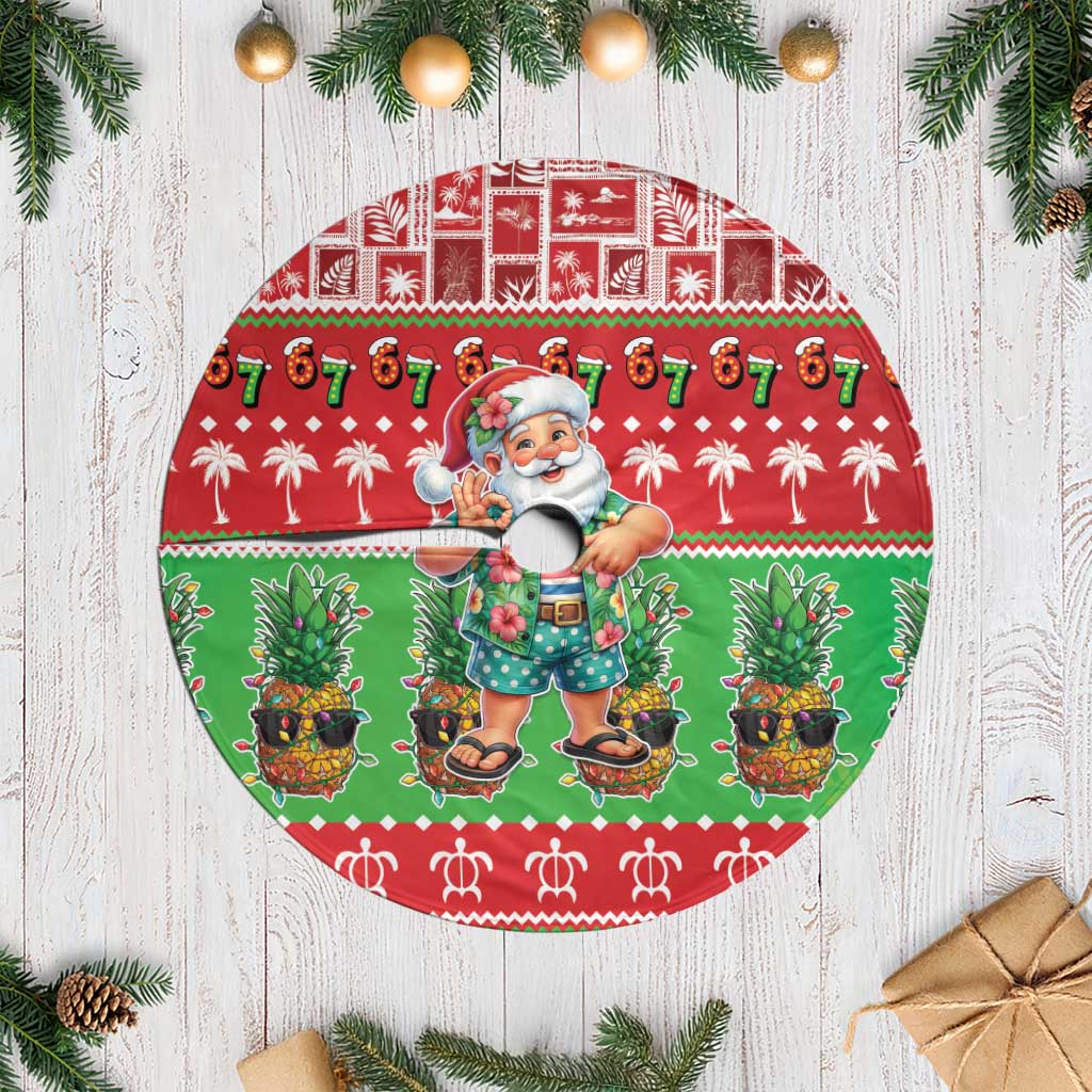 Mele Kalikimaka Hawaii Christmas Tree Skirt Funny Santa 67 Gen Alpha Slang - Polynesian Pride