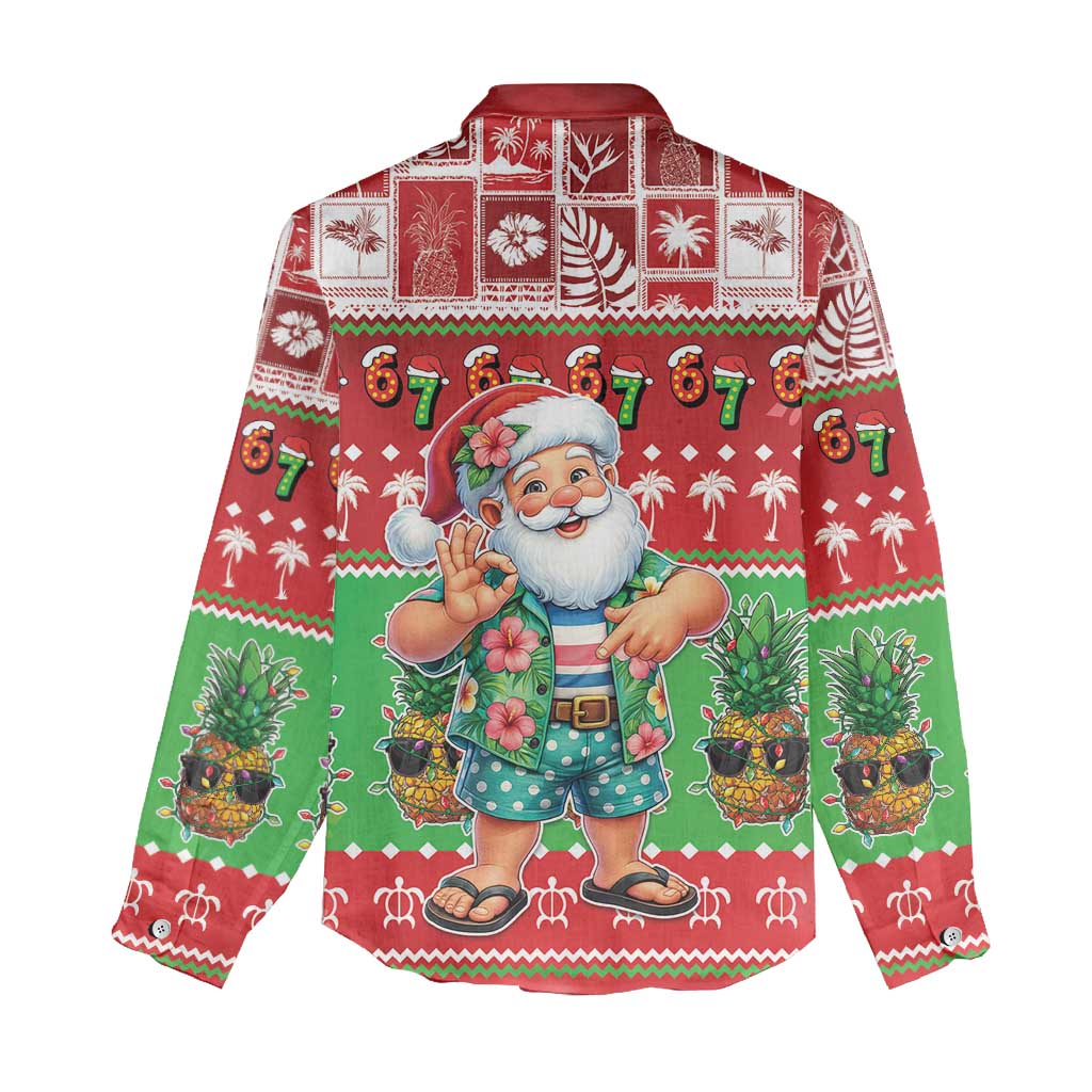 Mele Kalikimaka Hawaii Christmas Women Casual Shirt Funny Santa 67 Gen Alpha Slang - Polynesian Pride