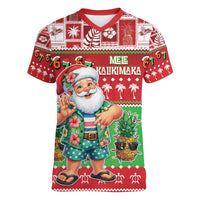 Mele Kalikimaka Hawaii Christmas Women V-Neck T-Shirt Funny Santa 67 Gen Alpha Slang - Polynesian Pride