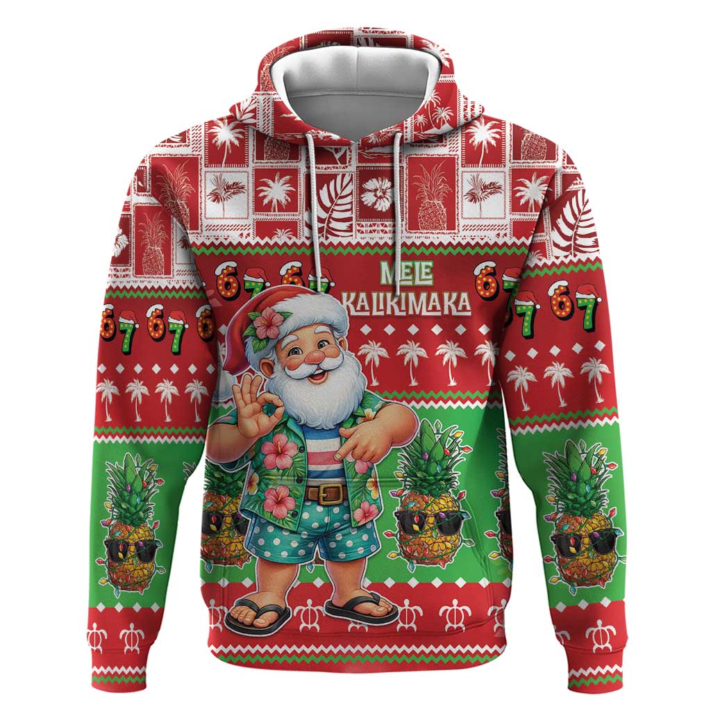 Mele Kalikimaka Hawaii Christmas Zip Hoodie Funny Santa 67 Gen Alpha Slang - Polynesian Pride