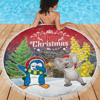 Christmas In July Beach Blanket Funny Dabbing Dance Koala And Blue Penguins LT05 - Polynesian Pride