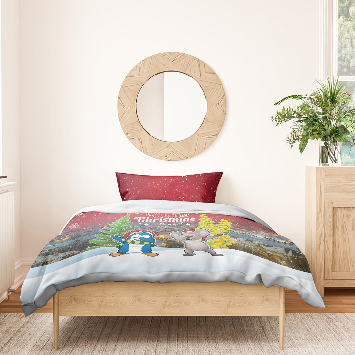 Christmas In July Bedding Set Funny Dabbing Dance Koala And Blue Penguins LT05 - Polynesian Pride