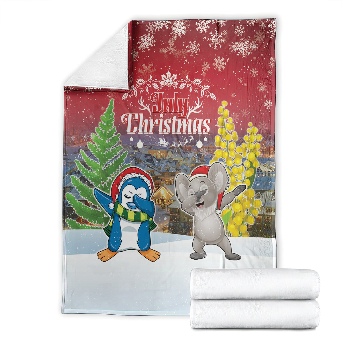 Christmas In July Blanket Funny Dabbing Dance Koala And Blue Penguins LT05 - Polynesian Pride