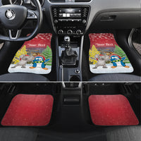 Personalised Christmas In July Car Mats Funny Dabbing Dance Koala And Blue Penguins LT05 Set 4pcs Red - Polynesian Pride